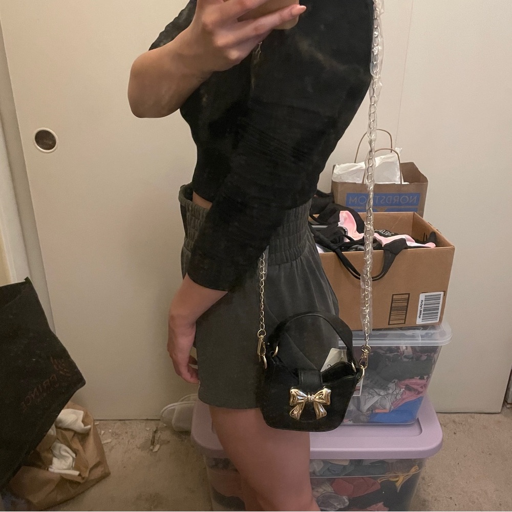 Windsor black micro bow shoulder bag